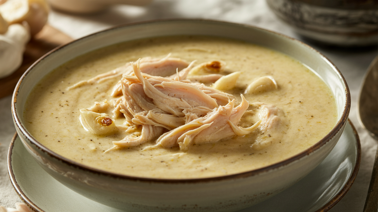 Keto Creamy Roasted Garlic Chicken Soup