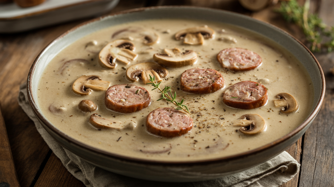 Keto Creamy Sausage & Mushroom Soup