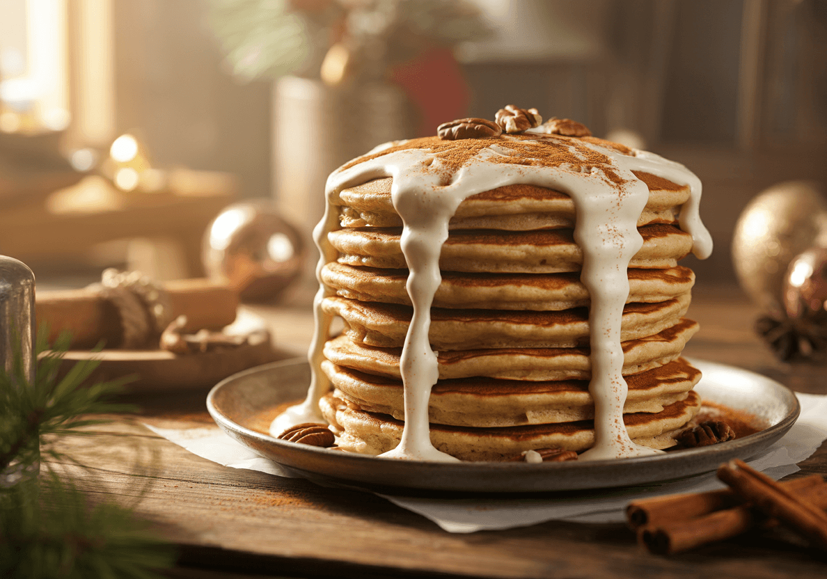 Keto Gingerbread Pancakes with Cream Cheese Frosting