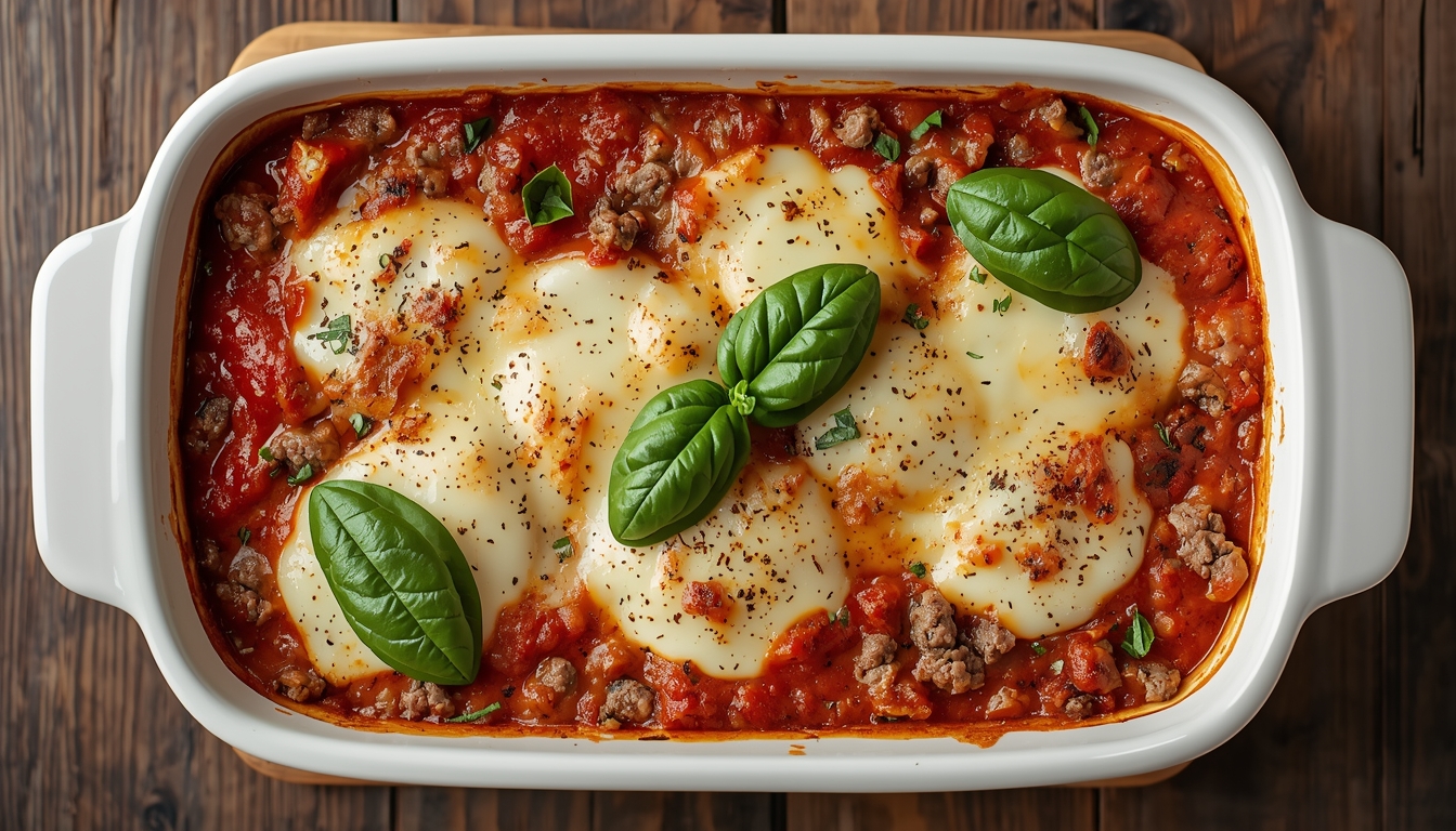Keto Ground Beef Tomato Basil Bake