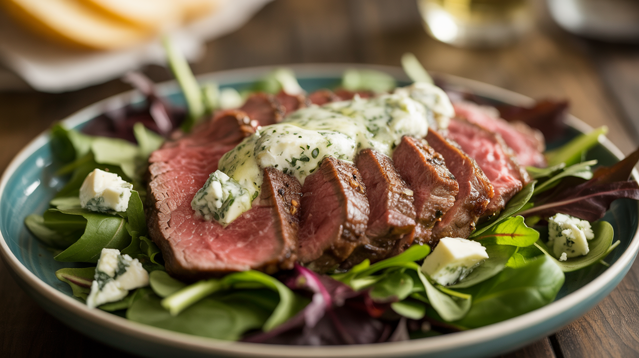 Keto Herb Butter Steak Salad with Blue Cheese