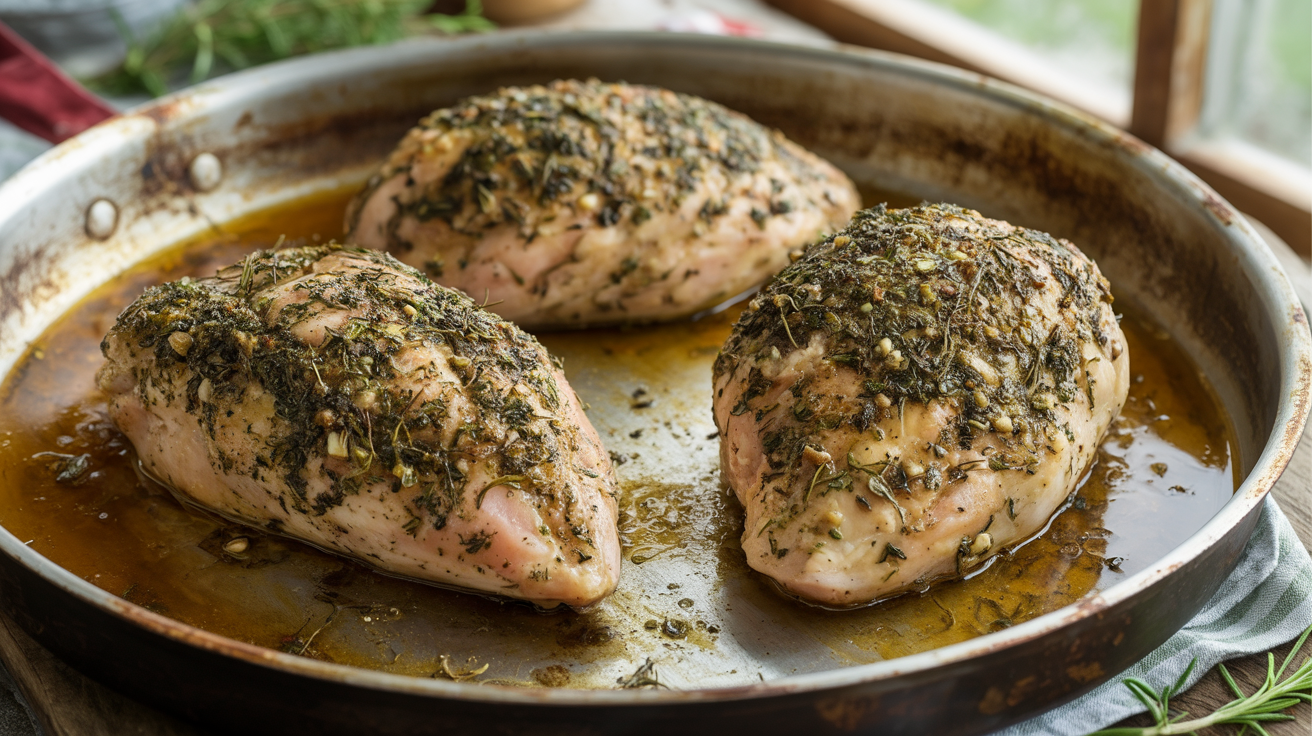 Keto Herb-Crusted Chicken with Pan Juices