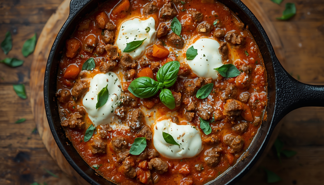 Keto Italian Beef & Ricotta Skillet