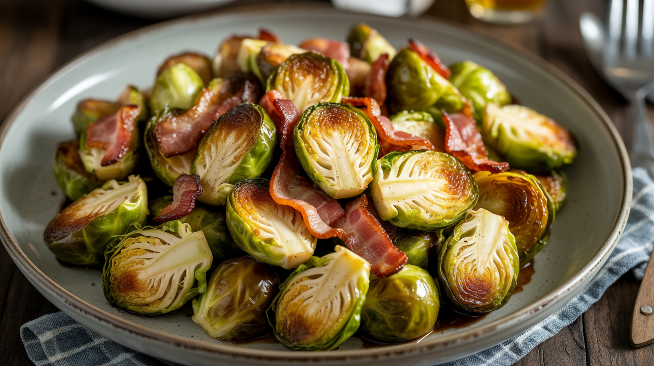 Keto Maple Glazed Brussels Sprouts with Bacon