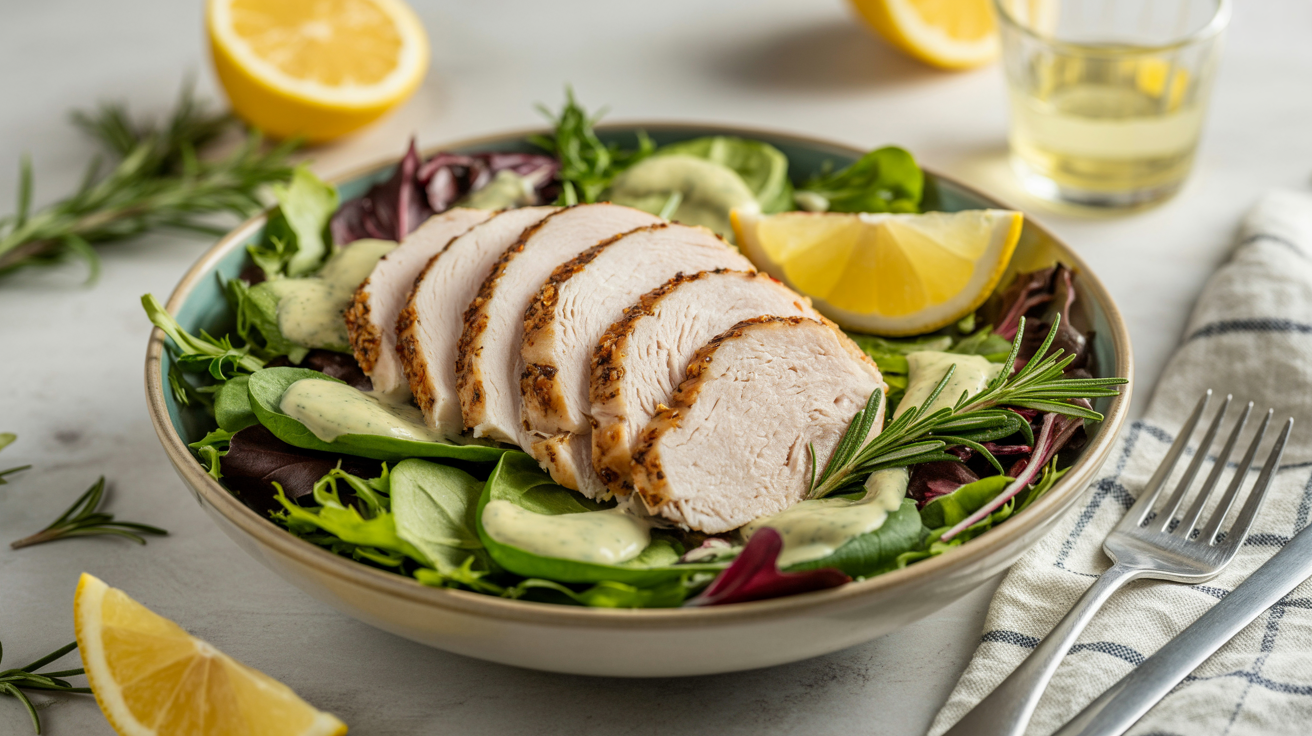 Keto Rosemary Turkey Salad with Lemon Herb Dressing