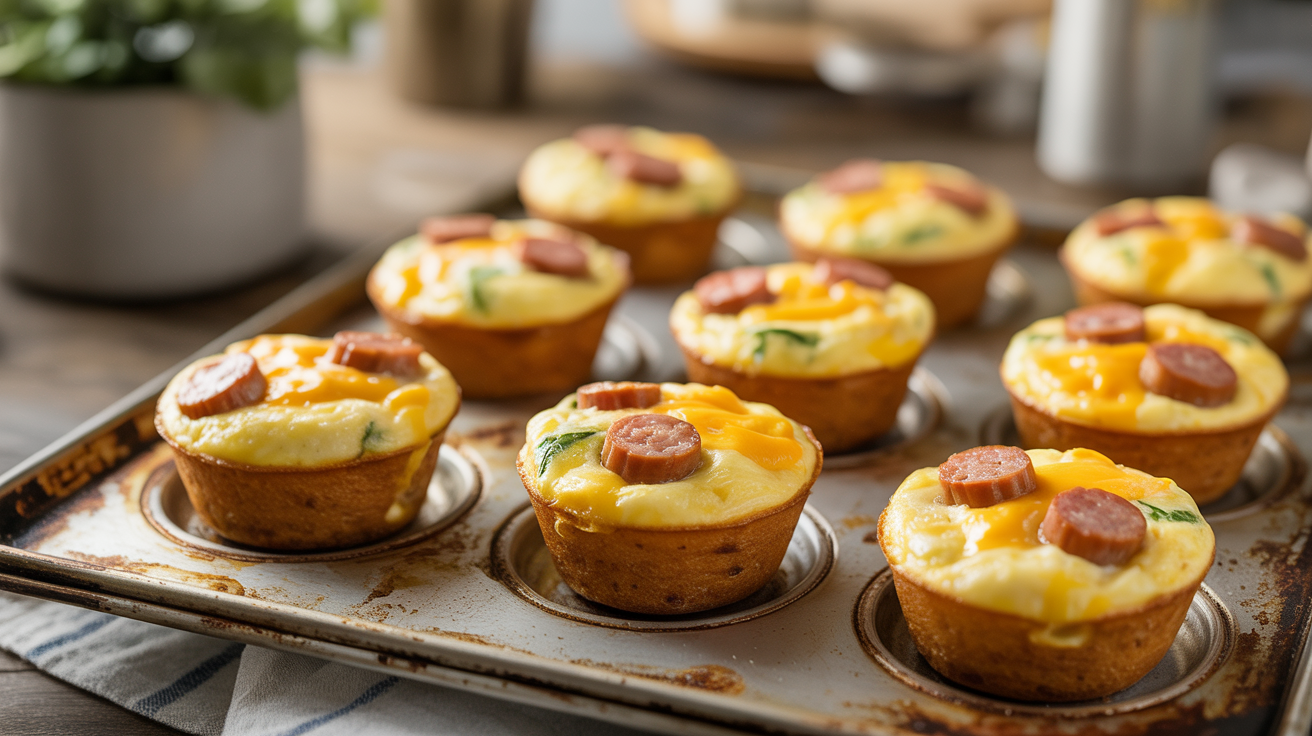 Keto Sausage, Egg & Cheddar Breakfast Muffins