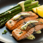 Keto Garlic Butter Salmon with Asparagus on a plate