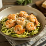 Keto Zucchini Noodles with Creamy Garlic Shrimp