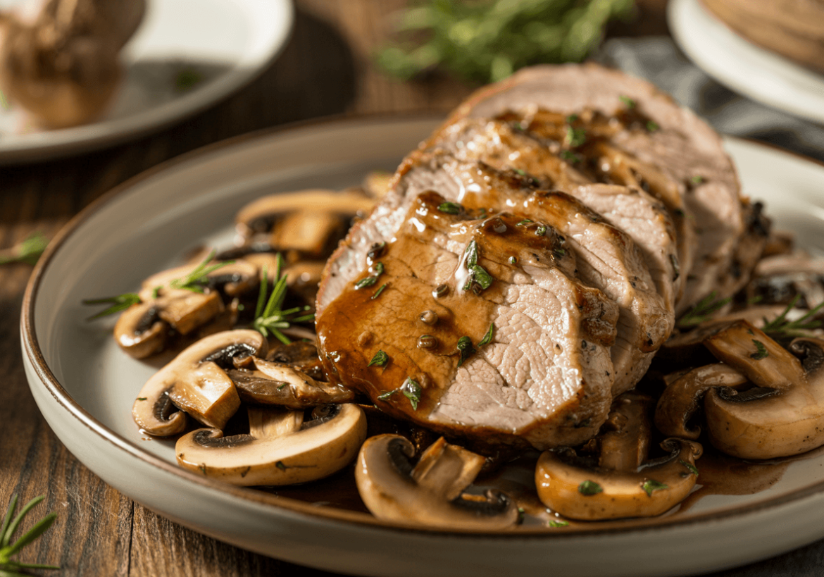 Keto Balsamic Pork Tenderloin with Mushrooms
