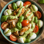 Keto Chicken Pesto Salad with Mozzarella & Tomatoes