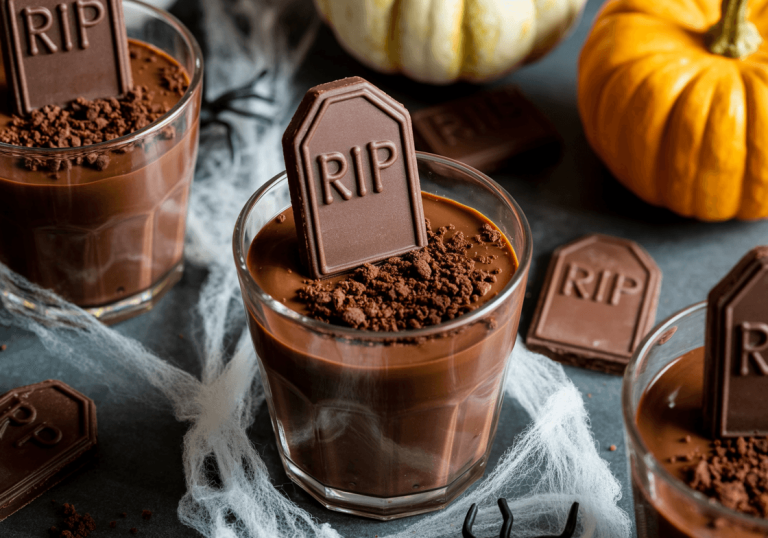 Keto Chocolate “Graveyard” Mousse Cups – Spooky Low Carb Dessert Keto Chocolate “Graveyard” Mousse Cups – Spooky Low Carb Dessert