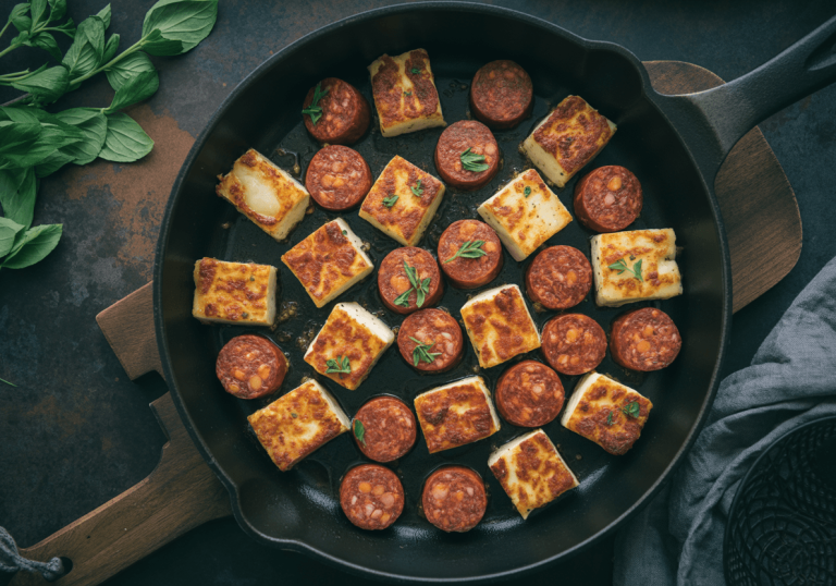 Keto Chorizo & Halloumi Skillet