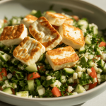 Keto Crispy Halloumi Tabbouleh