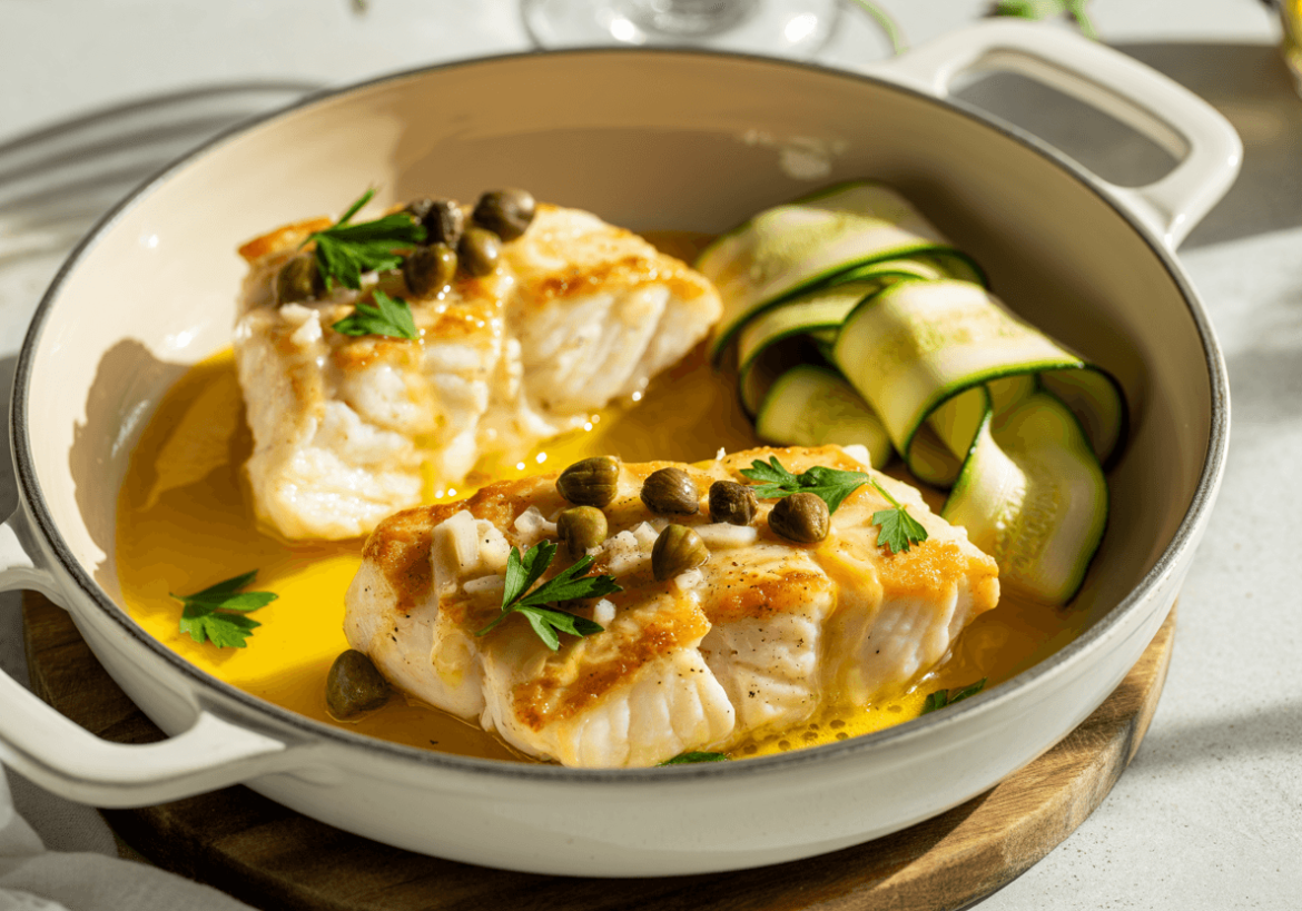 Keto Lemon Butter Cod with Crispy Capers