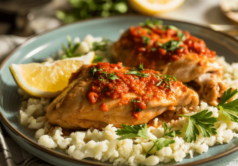 Keto Spicy Harissa Chicken with Cauliflower Rice