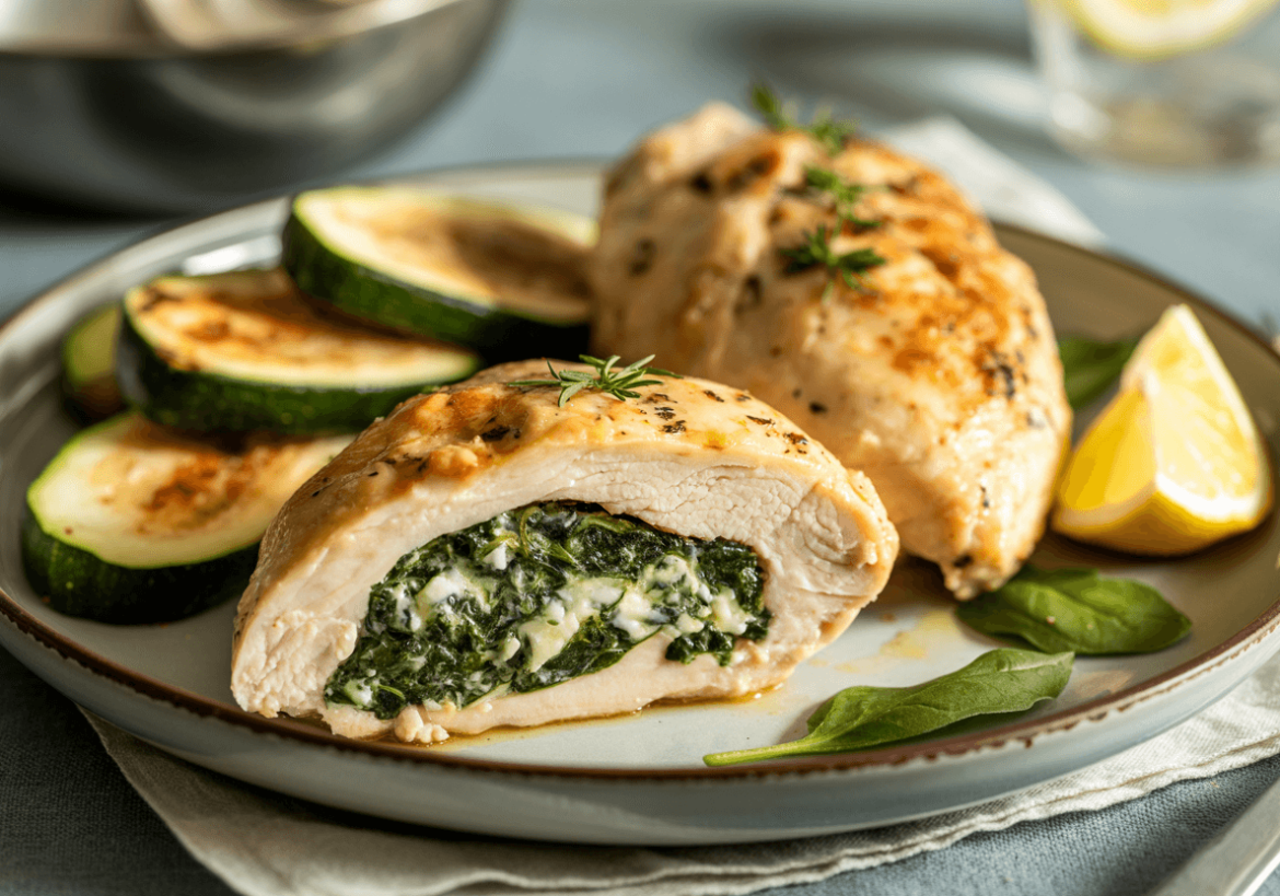 Keto Spinach & Feta Stuffed Chicken Breasts
