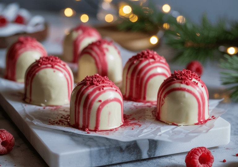 Keto White Chocolate Raspberry Fat Bombs