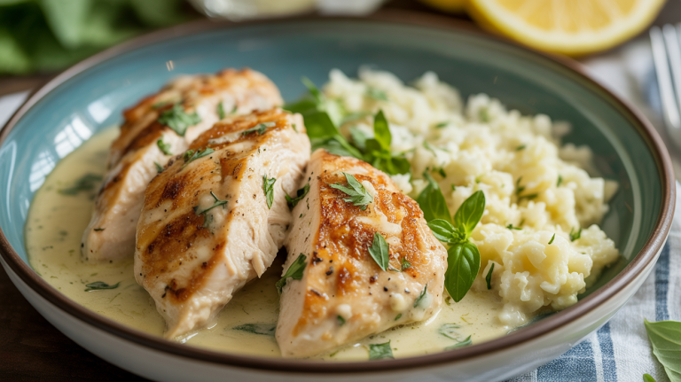 Keto Creamy Lemon Herb Chicken Bowl Keto Creamy Lemon Herb Chicken Bowl