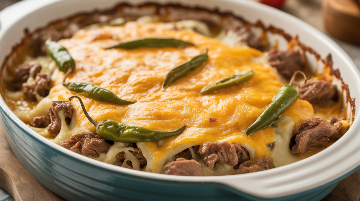 Keto Cheesy Beef & Green Chili Casserole Keto Cheesy Beef & Green Chili Casserole