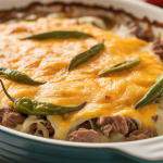 Keto Cheesy Beef & Green Chili Casserole