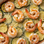 Keto Garlic Butter Shrimp & Zucchini Bake