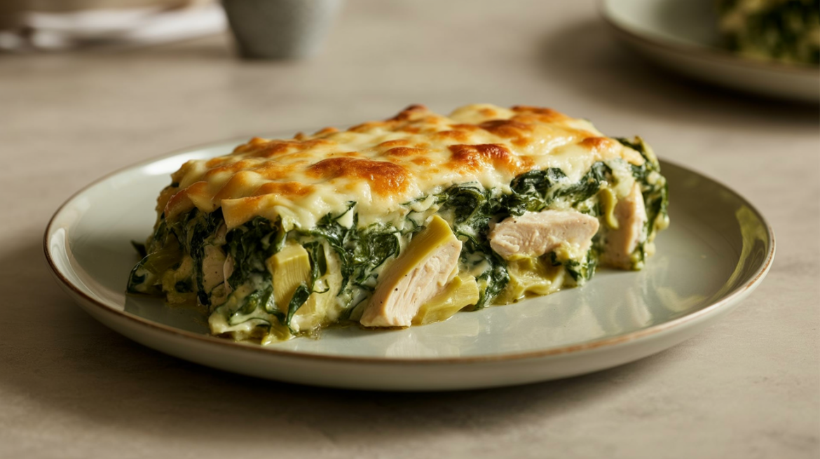 Keto Creamy Spinach Artichoke Chicken Casserole
