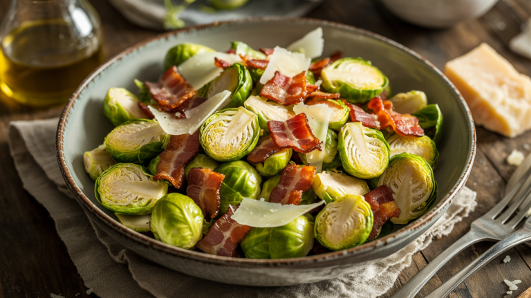 Keto Warm Brussels Sprout & Bacon Winter Salad