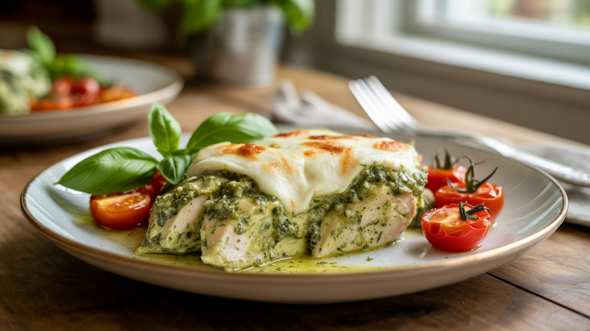 Keto Creamy Pesto Chicken Casserole (Rich, Cheesy & Low-Carb) Keto Creamy Pesto Chicken Bake (Rich, Cheesy & Low-Carb)
