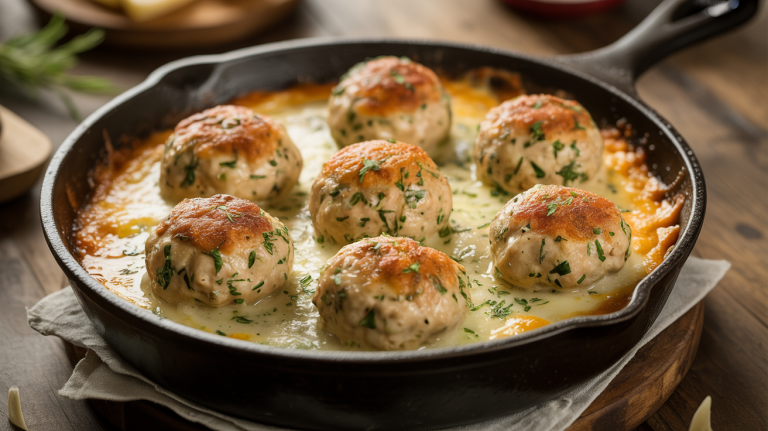 Keto Garlic Herb Chicken Meatball Bake Keto Garlic Herb Chicken Meatball Bake