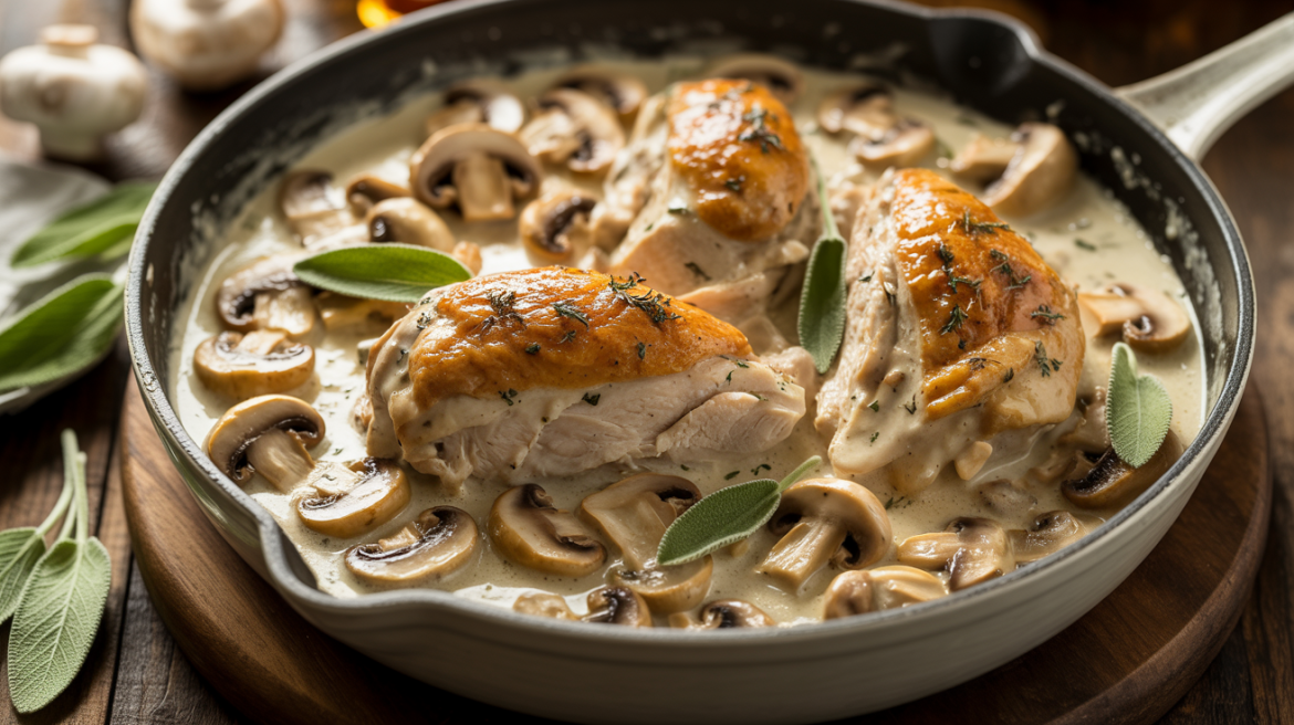 Keto Creamy Mushroom & Sage Turkey Skillet