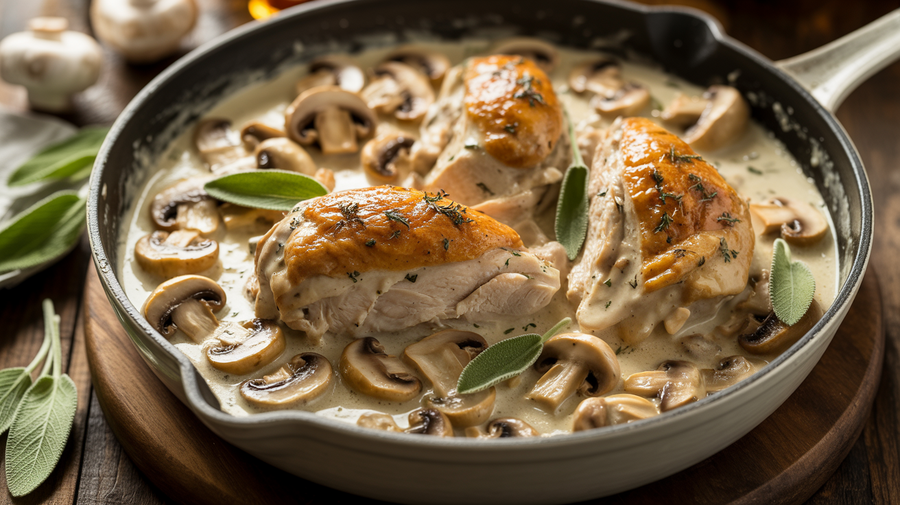 Keto Creamy Mushroom & Sage Turkey Skillet