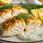 Keto Parmesan Crusted Cod with Lemon Dill Cream
