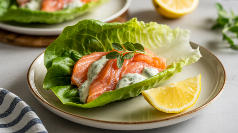 Keto Smoked Salmon & Herb Créme Lettuce Wraps