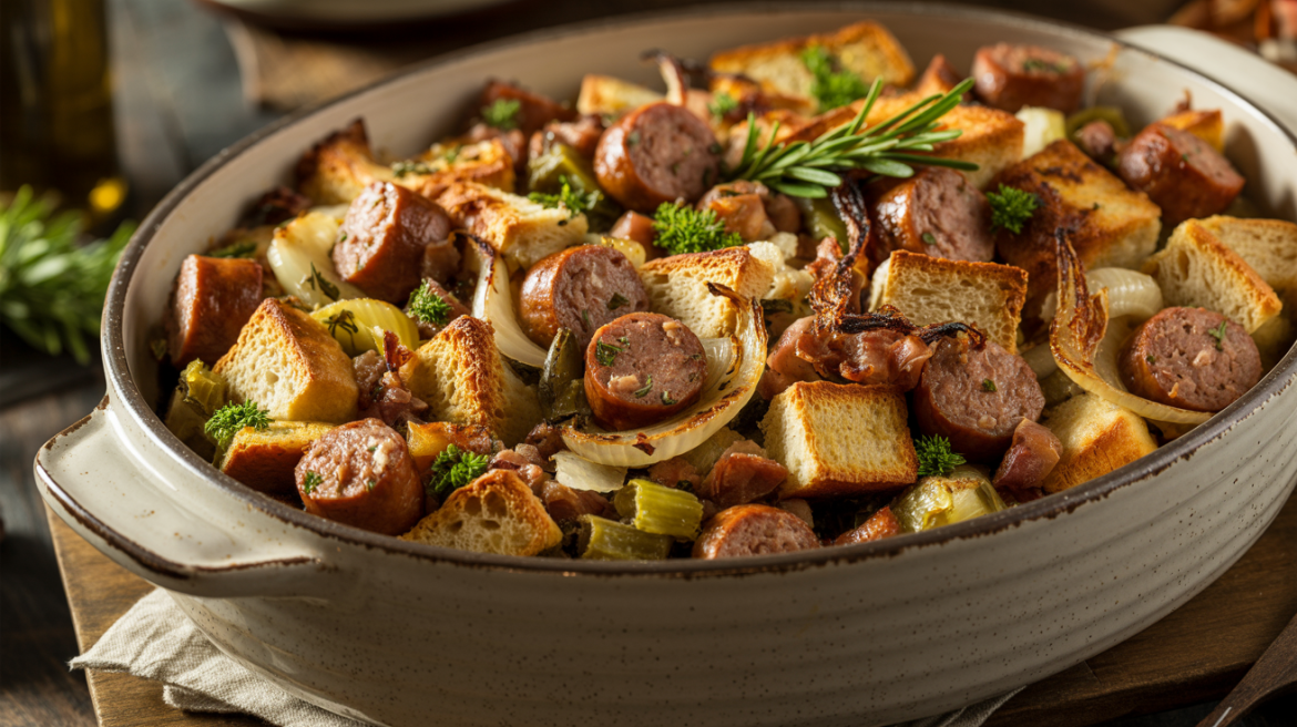 Keto Holiday Sausage & Herb Stuffing