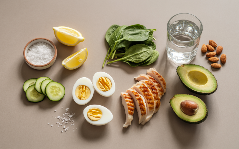 keto electrolytes hydration flatlay for low carb side effects guide