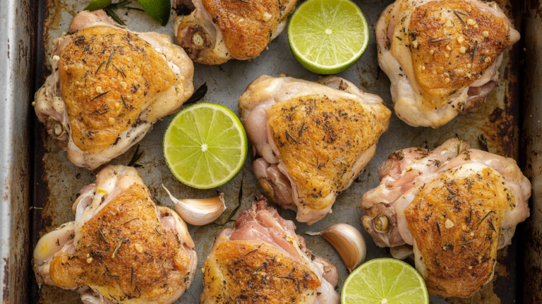 Keto Garlic Lime Chicken Thighs (Crispy Oven-Baked)