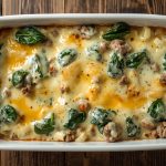 Keto Ground Beef Spinach Alfredo Casserole