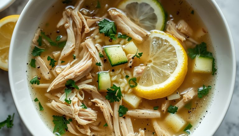Keto Lemon Herb Chicken Orzo-Style Soup (Low Carb)