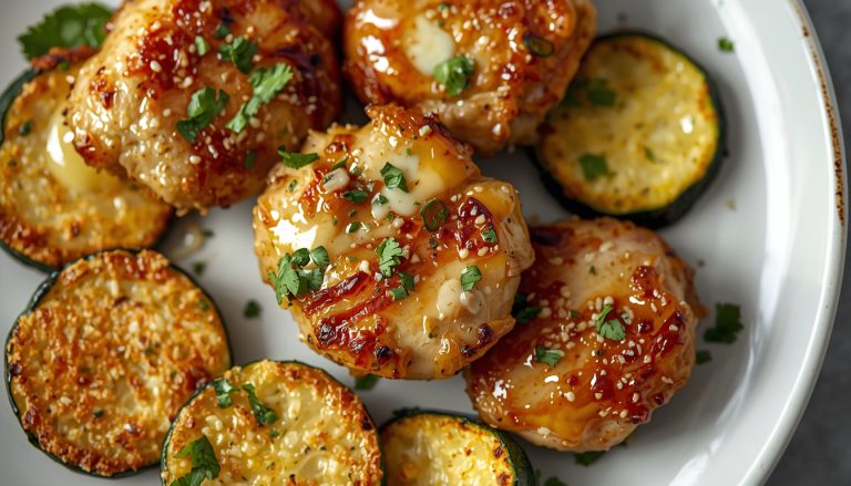 Keto Garlic Lime Chicken Bites with Crispy Zucchini Rounds
