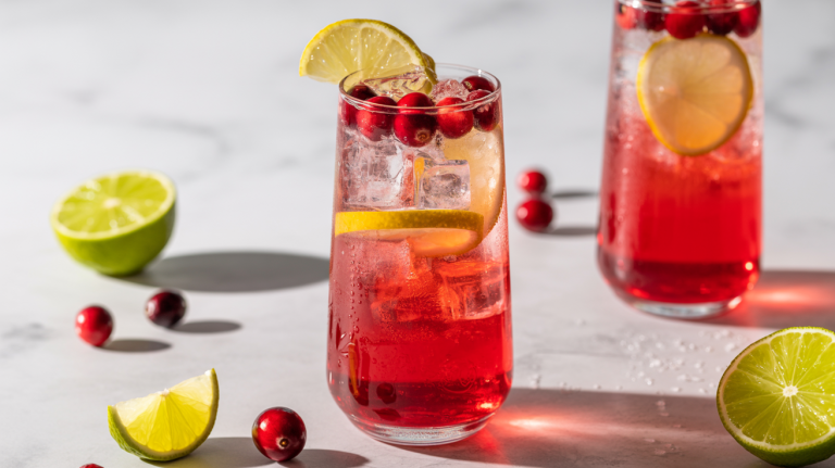 Keto Cranberry Ginger Sparkling Mocktail