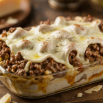 Keto Creamy Garlic Ground Beef Casserole