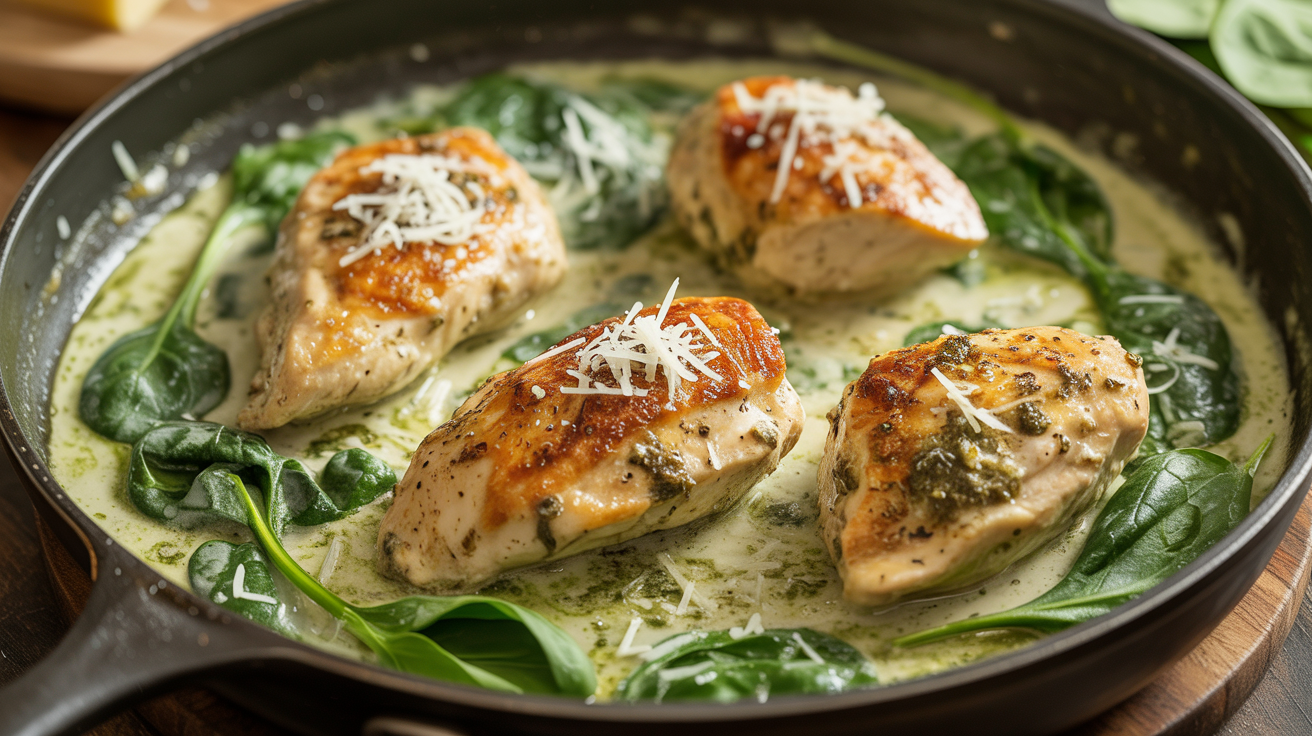 Keto Creamy Pesto Chicken Skillet (30 Minutes)
