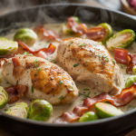 Keto Creamy Bacon & Brussels Sprout Chicken Skillet
