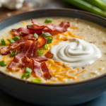 Keto Loaded Bacon & Cheddar Cauliflower Soup