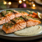 Keto Holiday Herb-Crusted Salmon with Cream Sauce