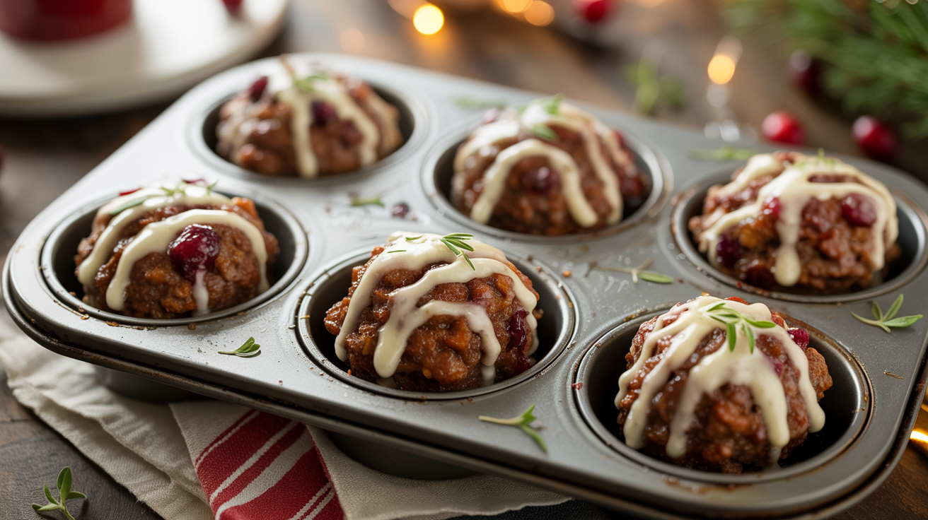 Keto Cranberry Mustard Glazed Meatloaf Minis
