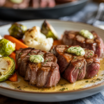 Keto Garlic Butter Steak Tips with Winter Vegetables