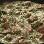 Keto Creamed Spinach with Steak Tips
