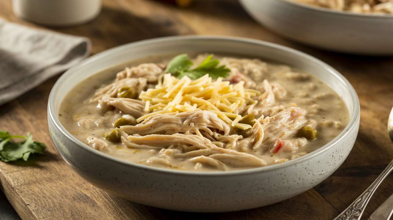 Keto Creamy White Chicken Chili (No Beans)