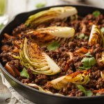 Keto Ground Beef & Charred Cabbage Skillet with Lime